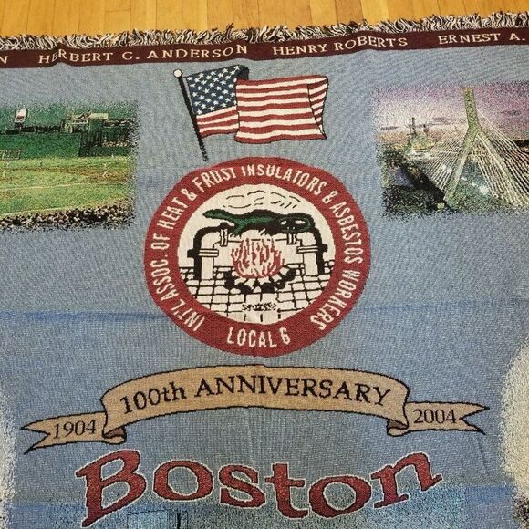 Vintage Cotton Tapestry Throw Blanket Boston Local 6 Fenway Park New - Picture 7 of 8
